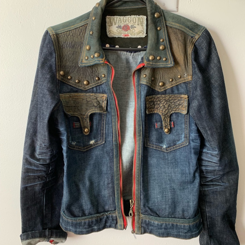 Waggon Leather and Denim Jacket